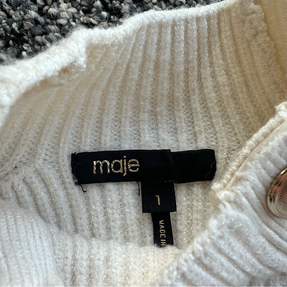MAJE Cream Sweater with Gold Button Accents - Picture 8 of 9